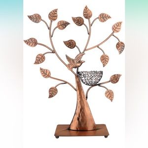 Jewelry Tree Bronze Bird Nest Earrings Holder, Necklace Organizer Stand
